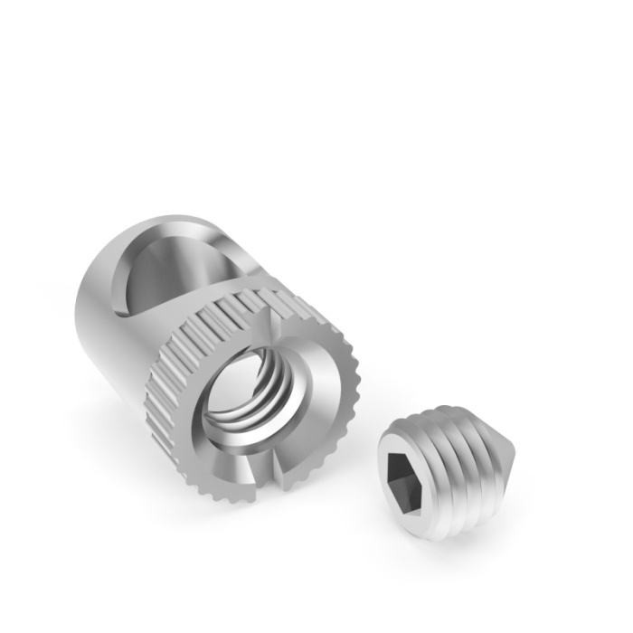 QB Винт + бочонок для конической стяжки М6х13, цинк